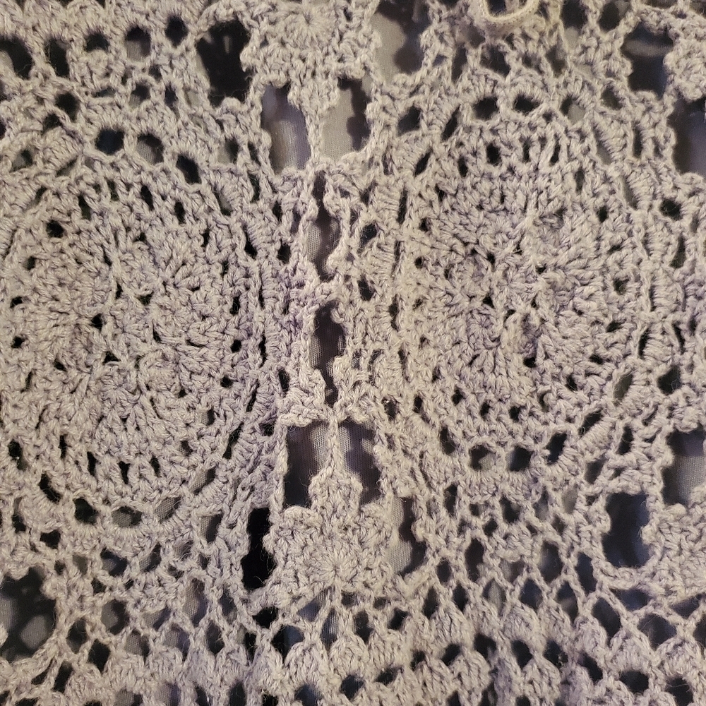 Roamans Purple Crochet top - Picture 9 of 16